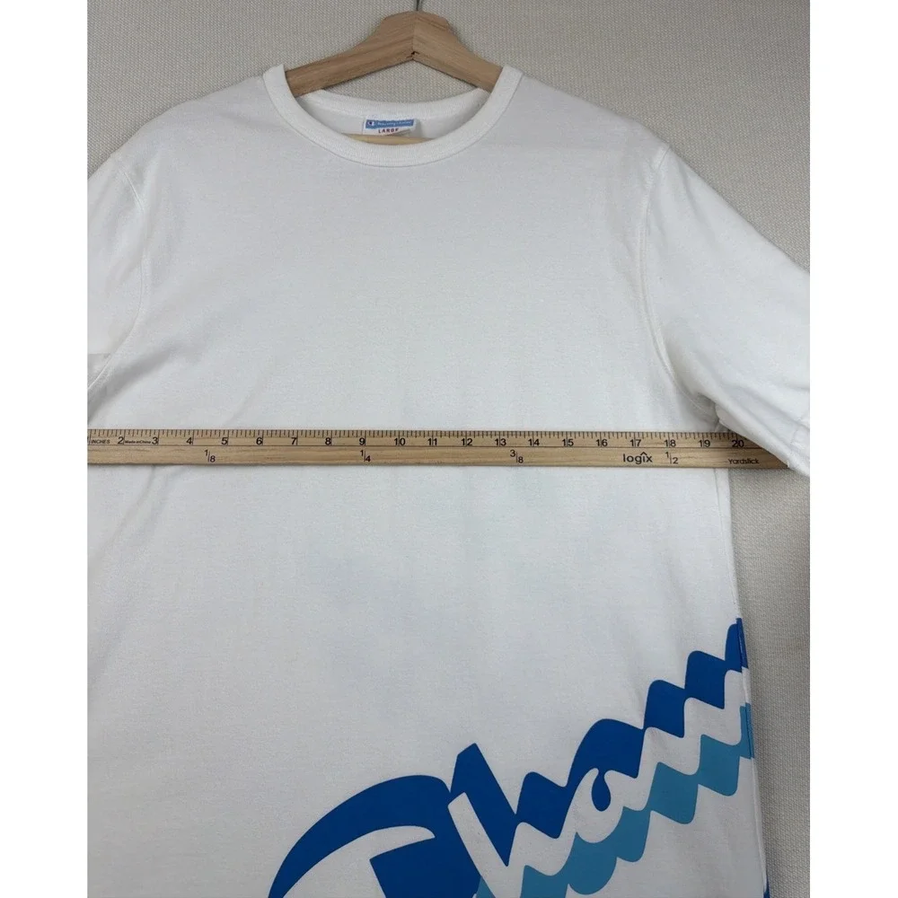 Champion T-Shirt Men's Short Sleeve Spell Out Wrap Around Size L Logo Athletic - Picture 5 of 12